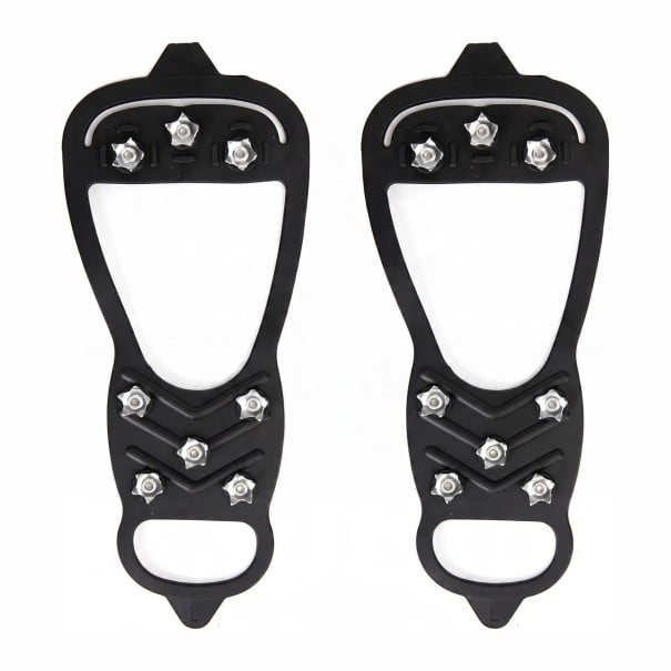 Crampones antideslizantes para zapatos de 8 puntas Tamaño L EU 41–45 Cubiertas de goma con puntas de metal Negras 1 par para caminar sobre hielo 1