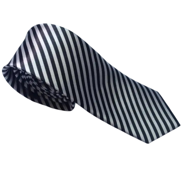 Cravata cu dungi alb-negru 145 x 5 cm Cravata barbati eleganta cu model in dungi Accesoriu elegant pentru nunti, petreceri, intalniri de afaceri 1