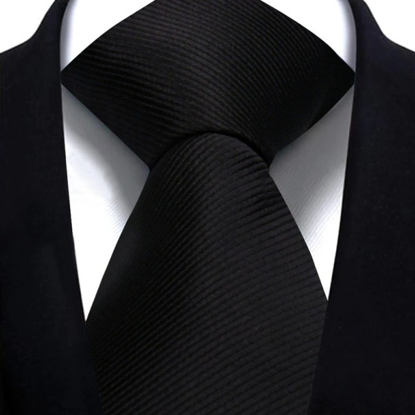 Cravată elegantă de culoare solidă 146 x 8 cm Cravată clasică pentru bărbați Accesoriu elegant pentru un costum Cravată pentru îmbrăcăminte formală și informală negru