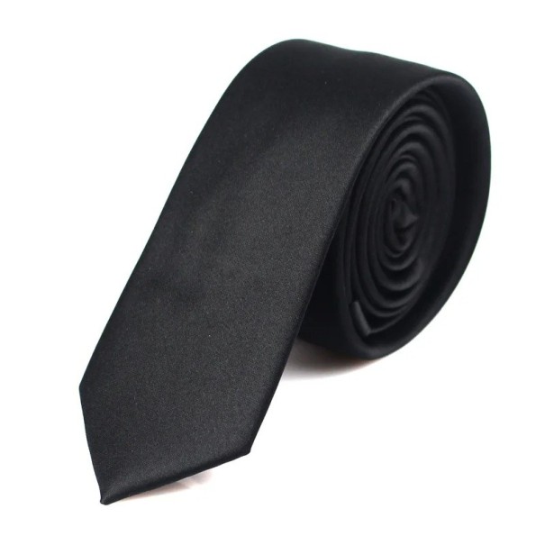 Cravata neagra clasica de matase 145 x 5 cm Cravata ingusta eleganta pentru barbati Cravata de matase pentru nunti, baluri, intalniri de afaceri 1