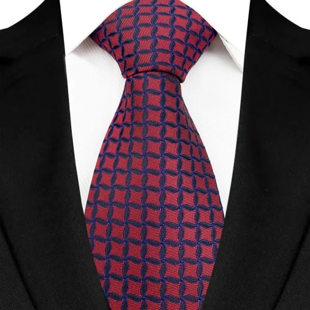 Cravată roșie pentru bărbați cu model 145 x 8 cm Accesoriu elegant pentru bărbați Evenimente de afaceri și sociale Material de calitate Cravată 1