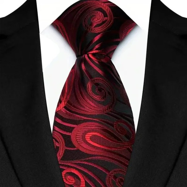 Cravată roșie pentru bărbați cu model distinctiv 145 x 8 cm Cravată elegantă Accesoriu elegant pentru bărbați Evenimente de afaceri și sociale Material de calitate 1