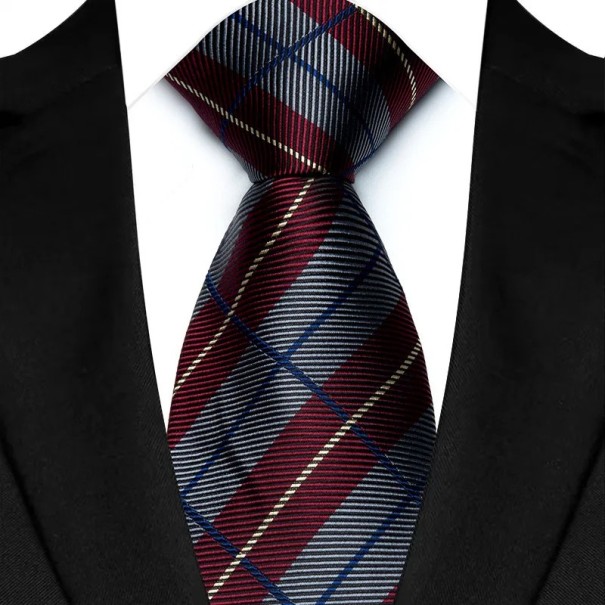 Cravate à carreaux pour homme 145 x 8 cm Accessoire élégant pour hommes Événements professionnels et sociaux Matériau de qualité Cravate stylée 1