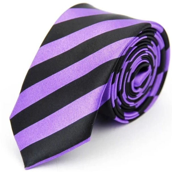 Cravate colorée à rayures fines 145 x 5 cm Cravate unisexe stylée Élégante cravate étroite Accessoire moderne pour hommes et femmes pour des événements sociaux et professionnels violet