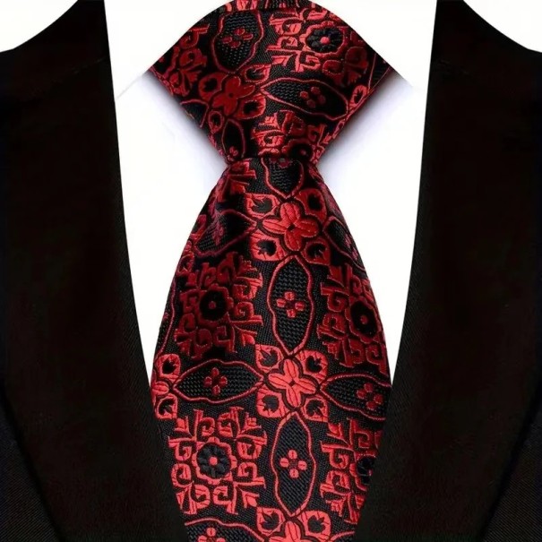 Cravate de soirée en soie avec motif floral 145 x 8 cm Accessoire formel pour hommes Cravate de luxe pour costume 1