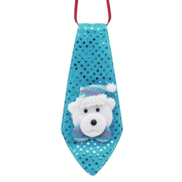 Cravate décorative de Noël bleu