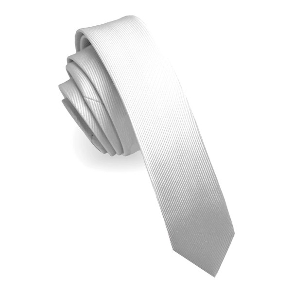 Cravate en soie unie 150 x 4 cm Cravate pour homme élégante en soie de qualité Design étroit Accessoire stylé pour les mariages, soirées blanc