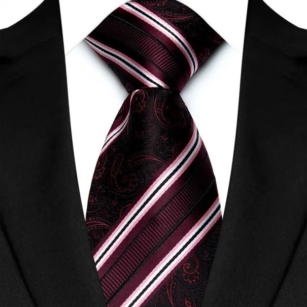 Cravate rouge à rayures pour homme Cravate élégante 145 x 8 cm Accessoire masculin stylé pour affaires et événements sociaux Matériau de qualité 1