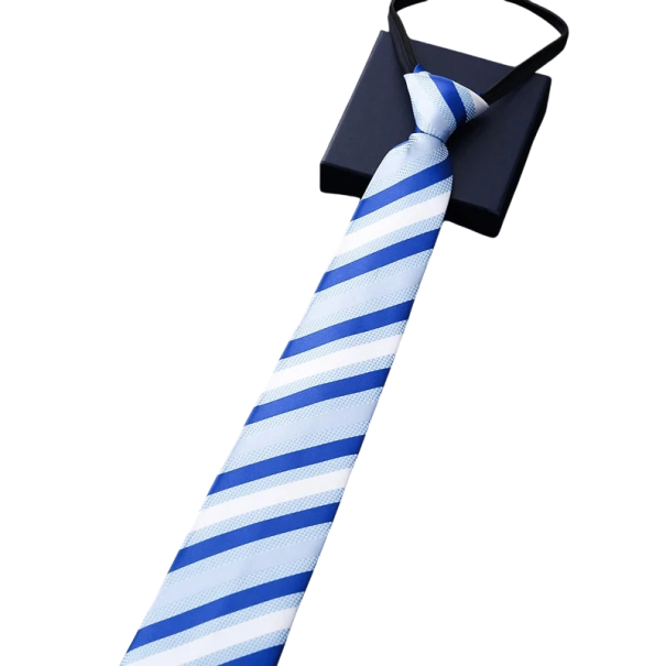 Cravatta a righe preannodata elegante 48 x 8 cm Cravatta classica da uomo con elastico Accessorio stiloso per camicia e completo Cravatta formale e da lavoro 1