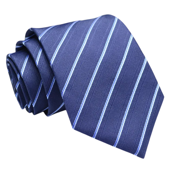 Cravatta blu a righe Accessorio elegante per eventi formali, lavoro e uso quotidiano 146 x 8 cm Cravatta da uomo elegante per abito 1