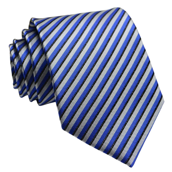 Cravatta blu scuro a righe Accessorio elegante per eventi formali, lavoro e uso quotidiano Cravatta da uomo elegante per abito 146 x 8 cm 1