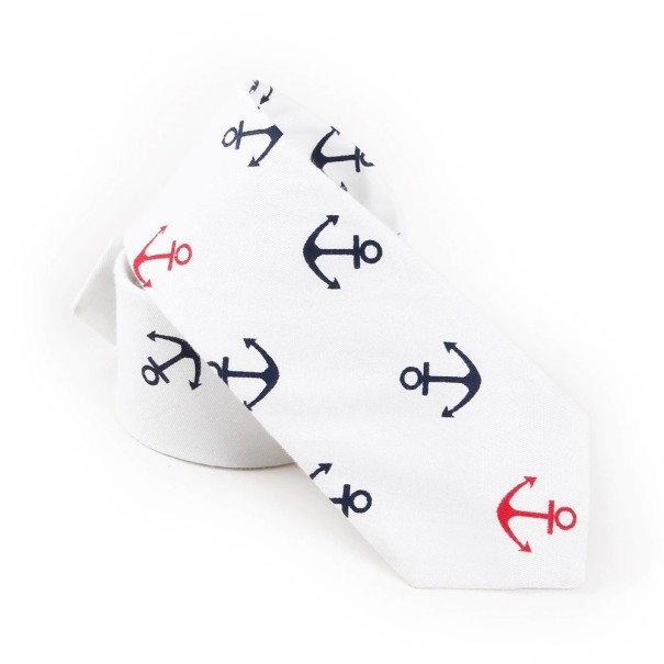 Cravatta da uomo con ancora T1235 bianco