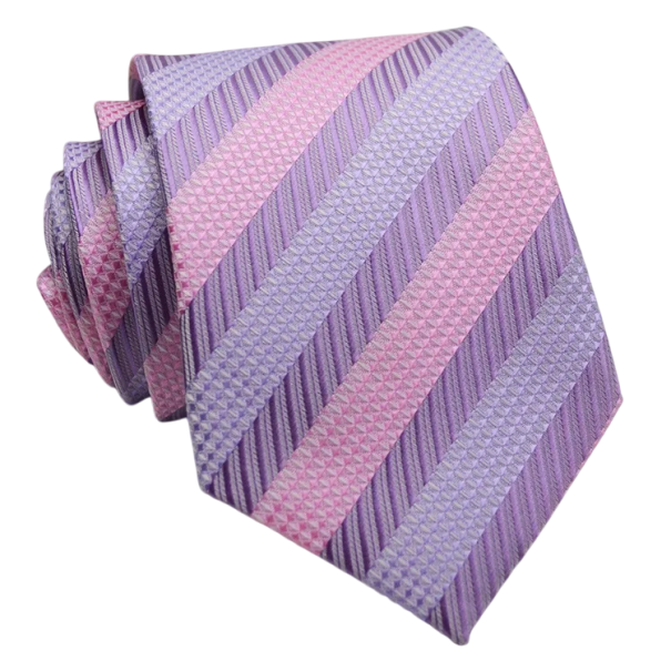 Cravatta da uomo elegante per matrimoni, balli e incontri di lavoro 146 x 8 cm Cravatta rosa a righe Accessorio stiloso per camicia e completo 1