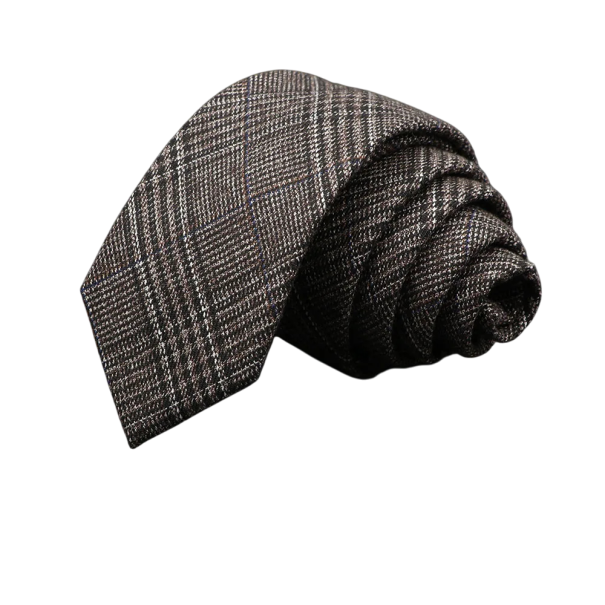 Cravatta da uomo in cotone a quadri Cravatta elegante e stretta 145 x 6 cm Cravatta moderna a fantasia Accessorio stiloso per uomini in occasioni lavorative e sociali marrone