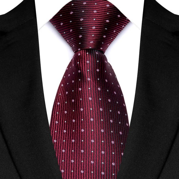 Cravatta da uomo rossa a pois 145 x 8 cm Cravatta elegante per eventi business e sociali Materiale di alta qualità Accessorio maschile stiloso 1