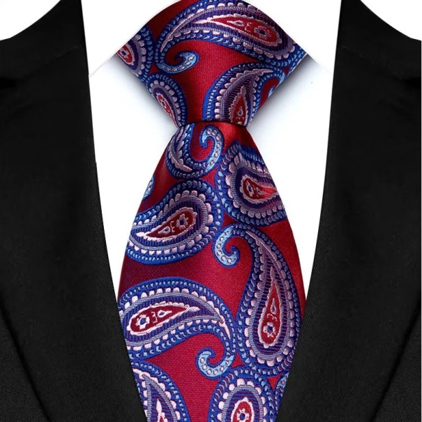 Cravatta in seta con motivo blu vivace 145 x 8 cm Cravatta da uomo di lusso per abito Cravatta elegante per occasioni formali Accessorio formale 1