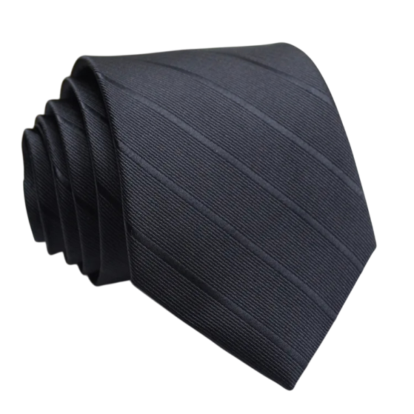 Cravatta nera a righe 146 x 8 cm Accessorio elegante per camicia e abito Cravatta da uomo elegante per matrimoni, balli, riunioni di lavoro e uso quotidiano 1
