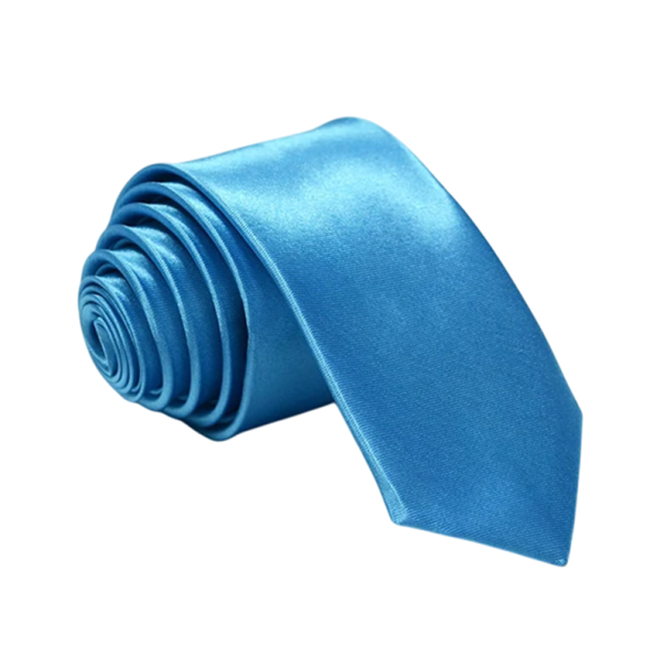 Cravatta unisex sottile monocolore 145 x 5 cm Facile da lavare Cravatta elegante per uomo e donna Accessorio elegante per camicia azzurro