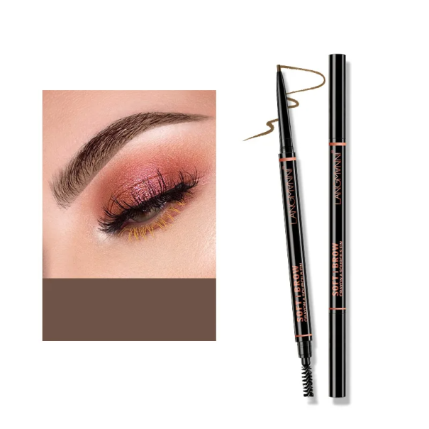 Crayon à sourcils rétractable double face 1,5 mm avec pinceau Longueur de la mine 2,5 cm Précision dans le dessin des sourcils Crayon marron foncé