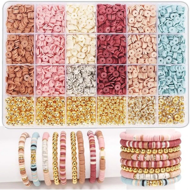 Creative Set of Beads from Eco-Friendly Polymer Clay 24 Compartments Colourful Clay Beads for Jewellery Making Bracelets Necklaces Earrings Crafting 1