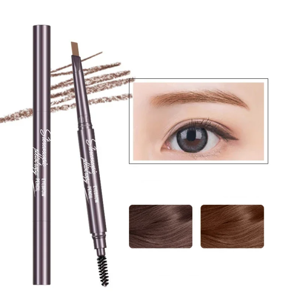 Creion cosmetic pentru sprâncene Creion de machiaj pentru sprâncene cu două capete, rezistent la apă, cu pensulă Modelare precisă Rezistă toată ziua Textură moale maro deschis