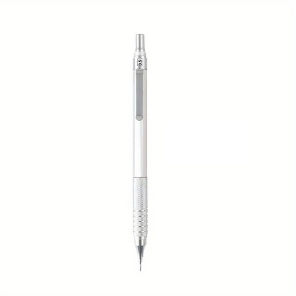 Creion mecanic de 0,5 mm cu corp metalic. Centru de greutate jos pentru scriere și desen precise. Rechizite de scris și desen pentru școală, birou și proiecte artistice. argint
