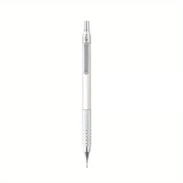 Creion mecanic de 0,7 mm cu corp metalic. Centru de greutate jos pentru scriere și desen fluide. Rechizite de scris și desen pentru școală, birou și proiecte artistice. argint