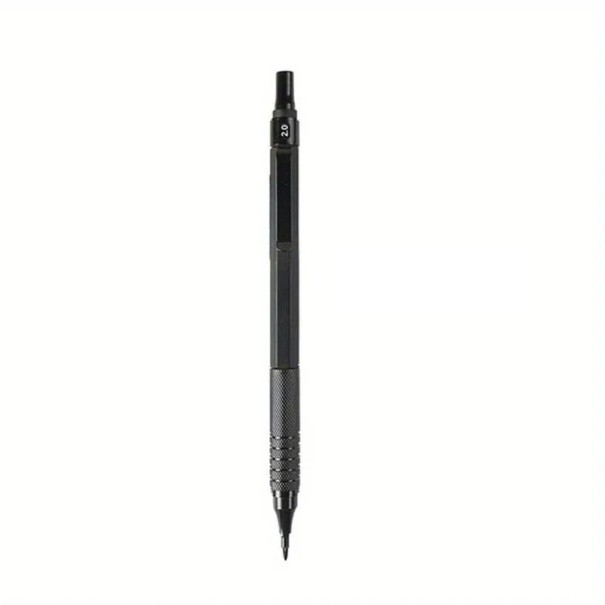 Creion mecanic de 2,0 mm cu corp metalic, centru de greutate jos pentru desen și scris precis, rechizite de desen și scris pentru școală, predare și birou negru
