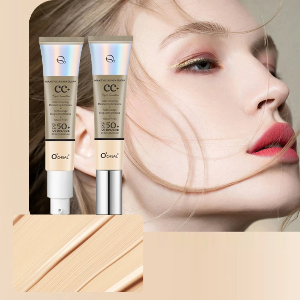 Crema CC resistente all'acqua 30g SPF 50+ Correttore liquido idratante per il viso Protezione solare quotidiana Copertura naturale Formula nutriente Ivory white