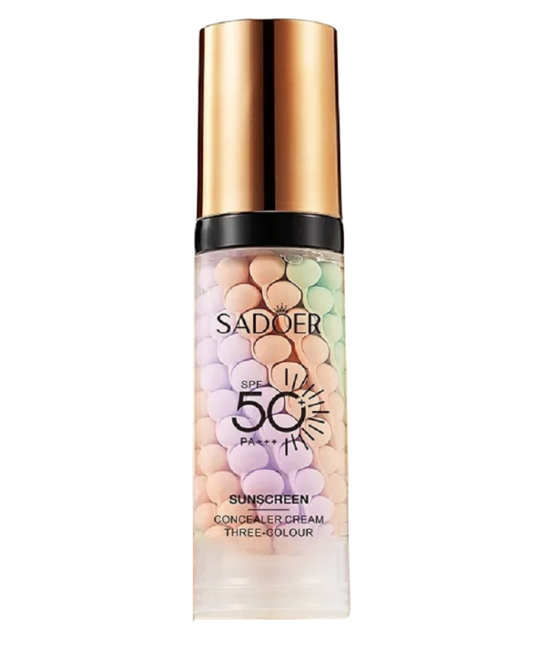 Crème Concealer met SPF50+ PA+++ Zonnebrandcrème Concealer Tri-Color Pore-Smoothing Concealer 40 g 1