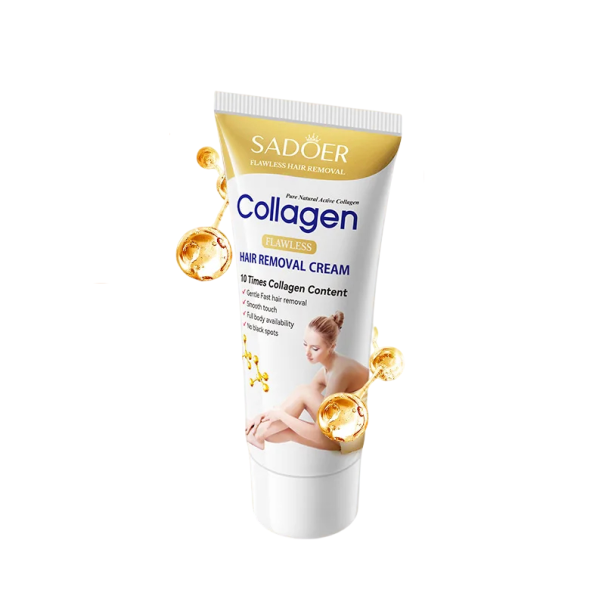 Crème dépilatoire au collagène 60 g Jambes bras torse zones intimes Élimination indolore des poils Soin régénérant hydratant 1
