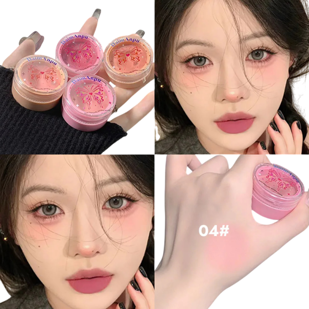 Creme em pó pigmentado Blush mate de longa duração para o rosto Maquilhagem multifuncional fácil de espalhar efeito aveludado 4