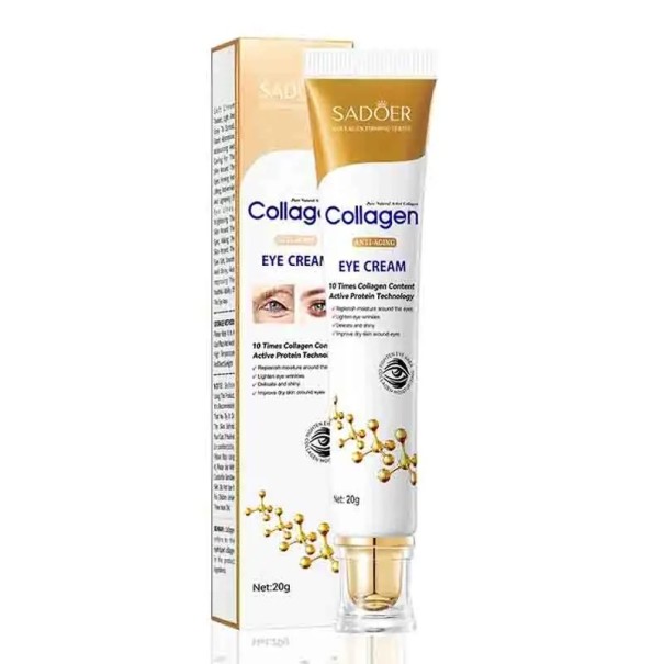 Crème hydratante au collagène pour les yeux Soin raffermissant contre les cernes Décongestionnant et anti-poches Régénération intense de la peau 20g 1