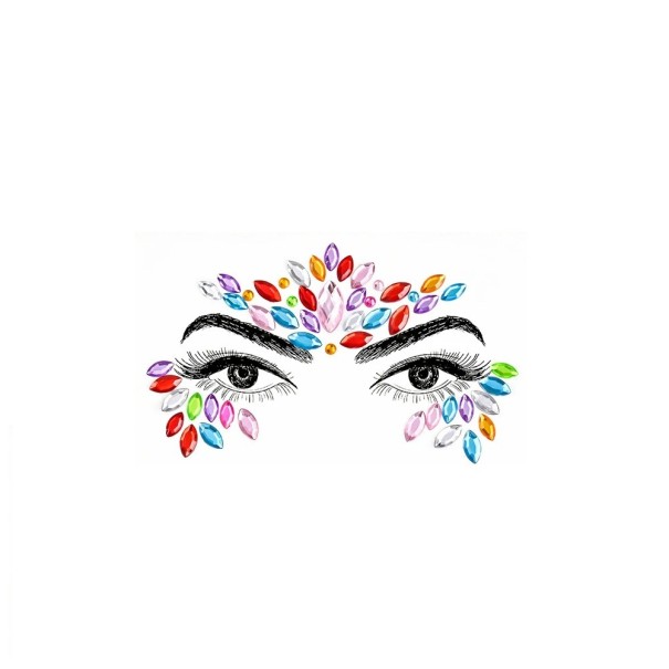 Cristaux et gemmes autocollants 3D multicolores pour le visage Décoration de festival pour le maquillage sur le front au-dessus et en dessous des yeux 1