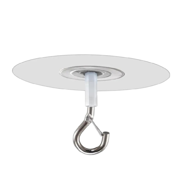 Crochet de plafond auto-adhésif de 6,5 cm en métal et PP dans un design transparent pour suspendre des décorations et des ornements légers 1