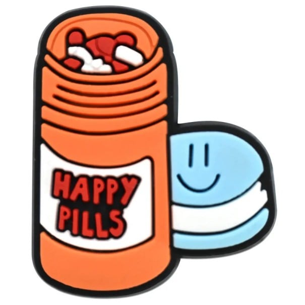 Crocsy accessoire pillen 2–3 cm PVC oranje-blauwe medische decoratie voor schoenen met medicijnmotief 1