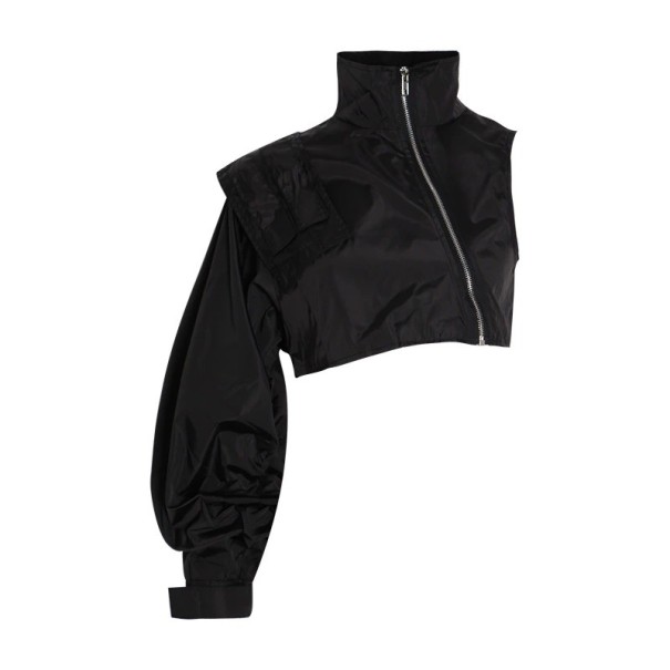 Crop top asimetric de damă P1936 negru M