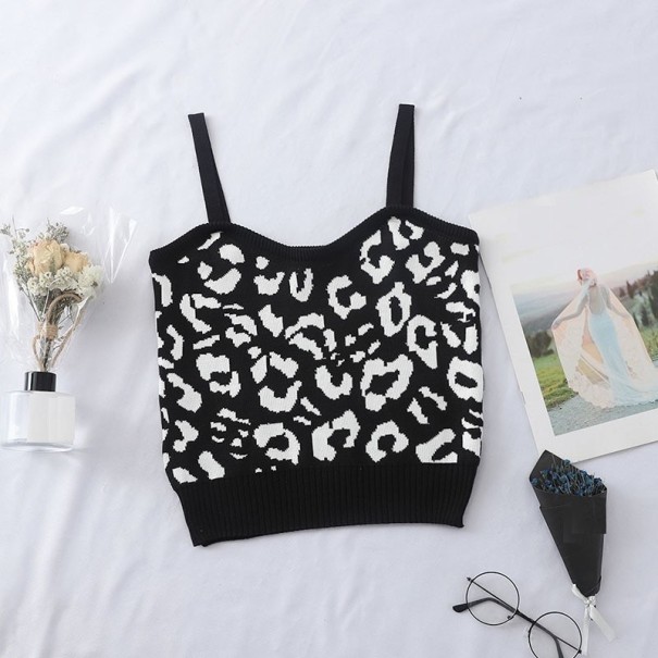 Crop top de mujer con estampado de leopardo A1082 negro M