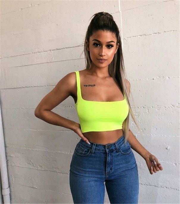 Crop top för damer A165 neongrön M