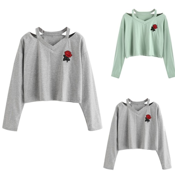 Crop top för kvinnor med blomma J2851