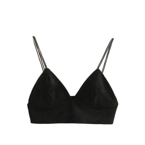 Crop top för kvinnor med hög urringning A1095 svart S