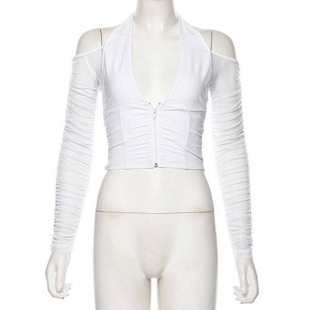 Crop top för kvinnor med hög urringning