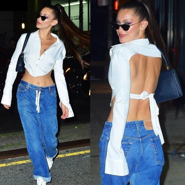 Crop top för kvinnor med knyt bak