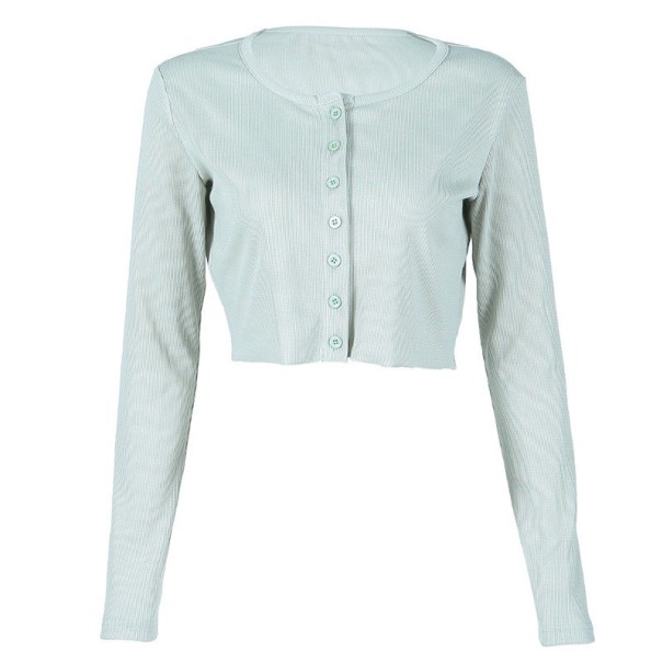 Crop-Top für Damen mit Knöpfen hellgrün S