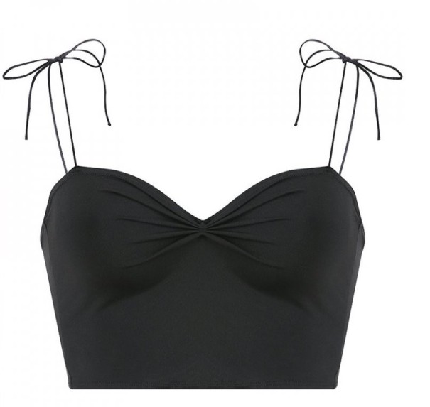 Crop-Top für Damen mit Spaghettiträgern schwarz M