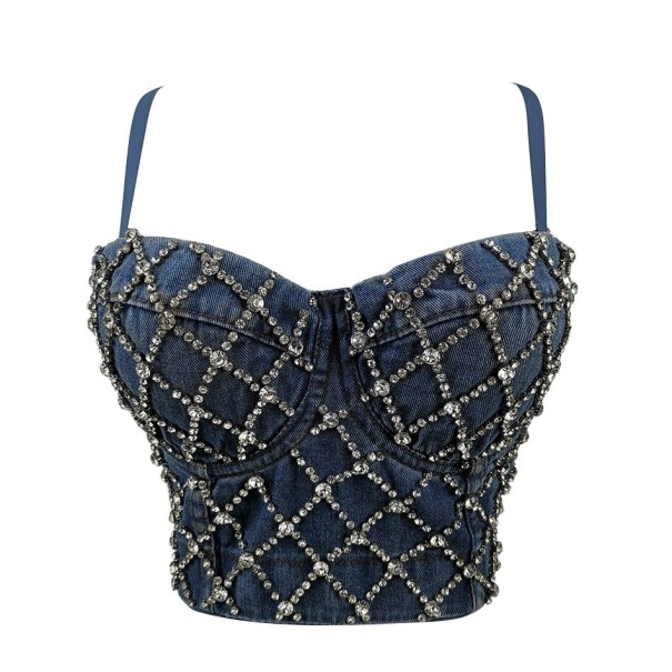 Crop top i denim för kvinnor S