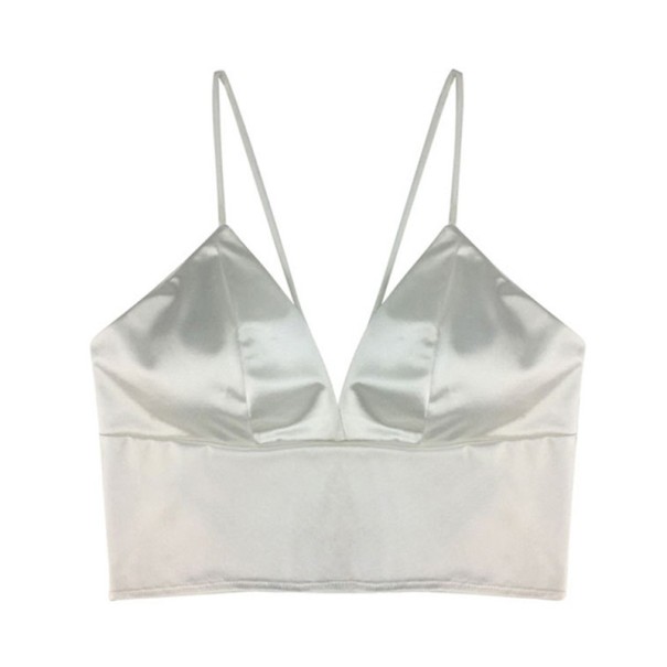 Crop top i satin til kvinder hvid