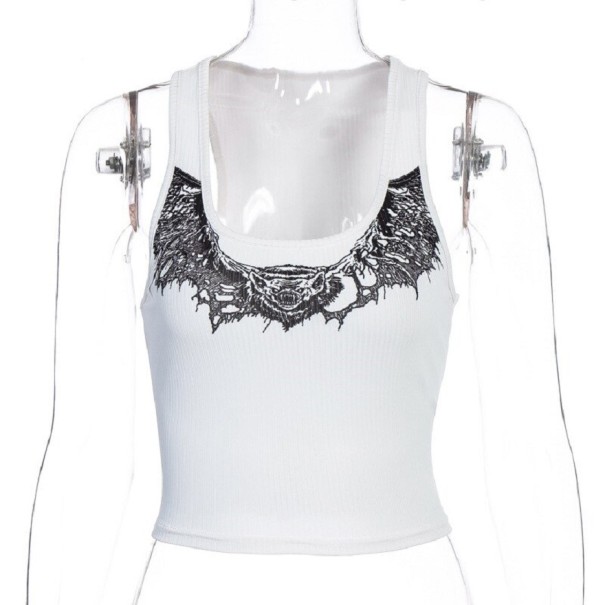 Crop top med fladdermustryck för kvinnor