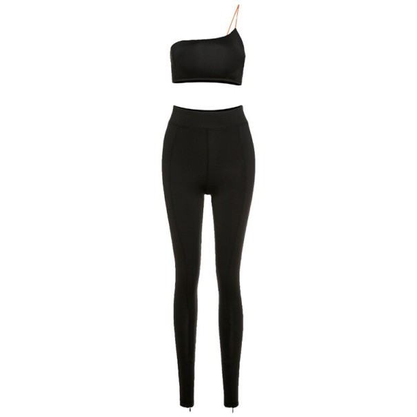 Crop top och byxor för kvinnor B1063 ljusblå XS