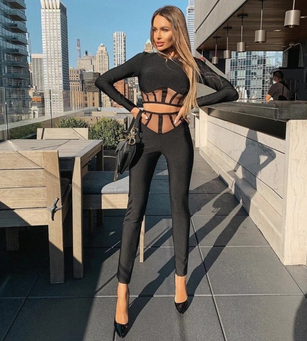 Crop top och byxor för kvinnor B1195